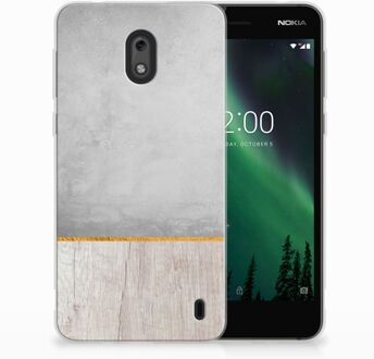 B2Ctelecom Nokia 2 Uniek TPU Hoesje Wood Concrete