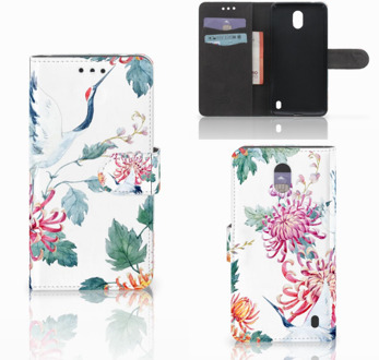 B2Ctelecom Nokia 2 Uniek Wallet Book Case Hoesje Bird Flowers