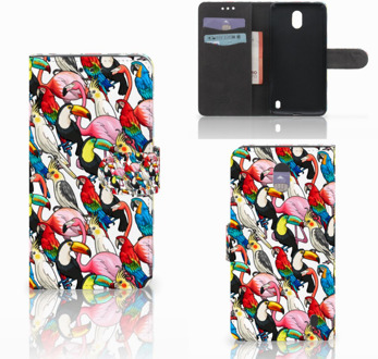 B2Ctelecom Nokia 2 Uniek Wallet Book Case Hoesje Birds