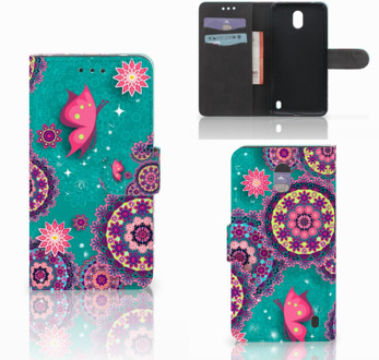 B2Ctelecom Nokia 2 Uniek Wallet Book Case Hoesje Cirkels en Vlinders