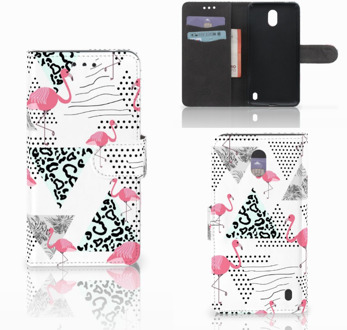 B2Ctelecom Nokia 2 Uniek Wallet Book Case Hoesje Flamingo Triangle