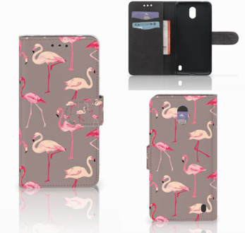 B2Ctelecom Nokia 2 Uniek Wallet Book Case Hoesje Flamingo