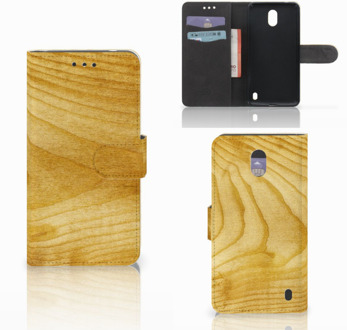 B2Ctelecom Nokia 2 Uniek Wallet Book Case Hoesje Licht Hout