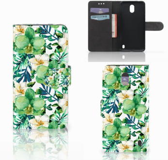 B2Ctelecom Nokia 2 Uniek Wallet Book Case Hoesje Orchidee Groen