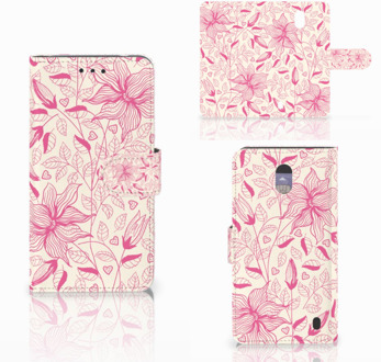 B2Ctelecom Nokia 2 Uniek Wallet Book Case Hoesje Pink Flowers