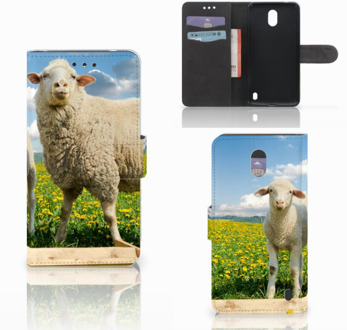 B2Ctelecom Nokia 2 Uniek Wallet Book Case Hoesje Schaap en Lammetje