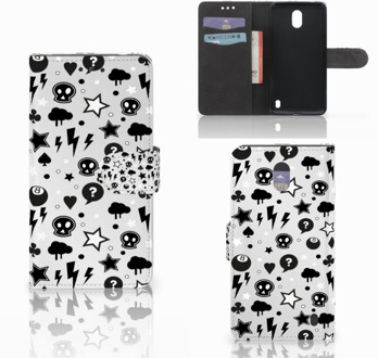 B2Ctelecom Nokia 2 Uniek Wallet Book Case Hoesje Silver Punk