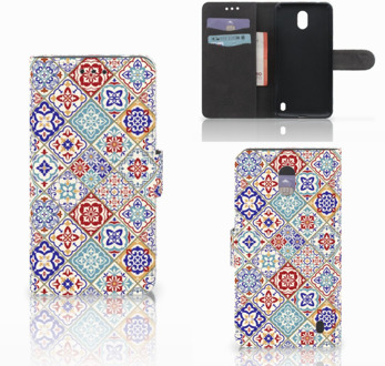 B2Ctelecom Nokia 2 Uniek Wallet Book Case Hoesje Tiles Color