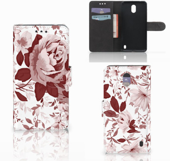 B2Ctelecom Nokia 2 Uniek Wallet Book Case Hoesje Watercolor Flowers