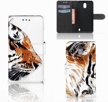 B2Ctelecom Nokia 2 Uniek Wallet Book Case Hoesje Watercolor Tiger