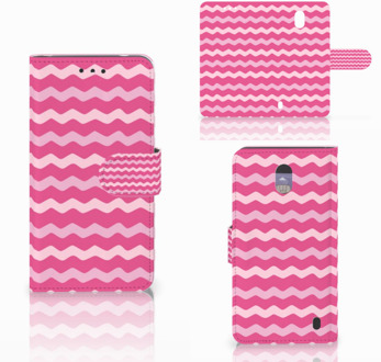 B2Ctelecom Nokia 2 Uniek Wallet Book Case Hoesje Waves Pink