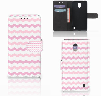 B2Ctelecom Nokia 2 Uniek Wallet Book Case Hoesje Waves Roze