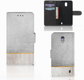 B2Ctelecom Nokia 2 Uniek Wallet Book Case Hoesje Wood Concrete