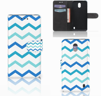 B2Ctelecom Nokia 2 Uniek Wallet Book Case Hoesje Zigzag Blauw