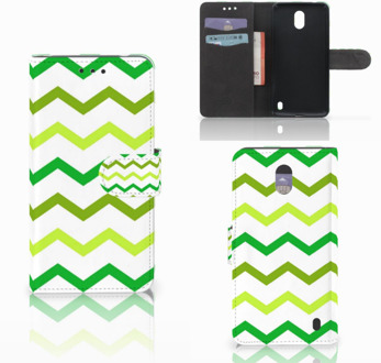 B2Ctelecom Nokia 2 Uniek Wallet Book Case Hoesje Zigzag Groen