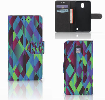 B2Ctelecom Nokia 2 Wallet Book Case Hoesje Design Abstract Green Blue