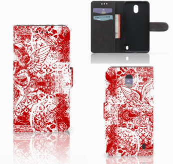 B2Ctelecom Nokia 2 Wallet Book Case Hoesje Design Angel Skull Red