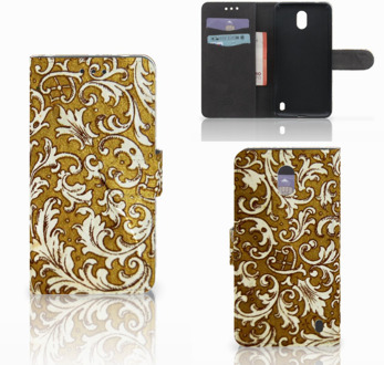 B2Ctelecom Nokia 2 Wallet Book Case Hoesje Design Barok Goud