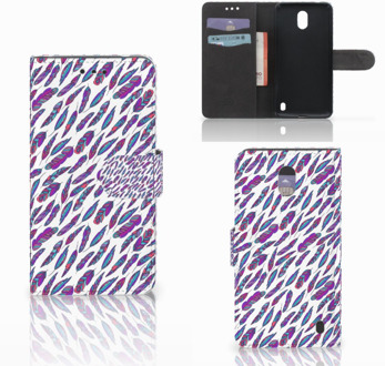 B2Ctelecom Nokia 2 Wallet Book Case Hoesje Design Feathers Color