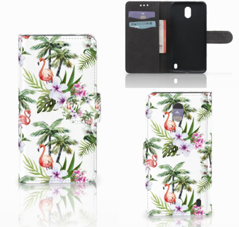 B2Ctelecom Nokia 2 Wallet Book Case Hoesje Design Flamingo Palms