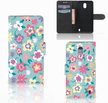 B2Ctelecom Nokia 2 Wallet Book Case Hoesje Design Flower Power