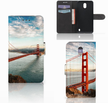 B2Ctelecom Nokia 2 Wallet Book Case Hoesje Design Golden Gate Bridge