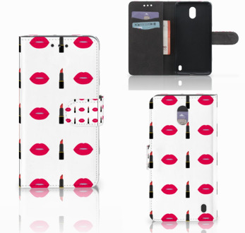 B2Ctelecom Nokia 2 Wallet Book Case Hoesje Design Lipstick Kiss