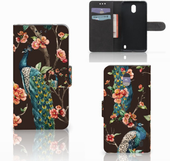 B2Ctelecom Nokia 2 Wallet Book Case Hoesje Design Pauw met Bloemen