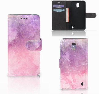 B2Ctelecom Nokia 2 Wallet Book Case Hoesje Design Pink Purple Paint