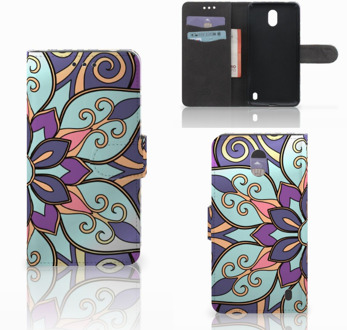 B2Ctelecom Nokia 2 Wallet Book Case Hoesje Design Purple Flower