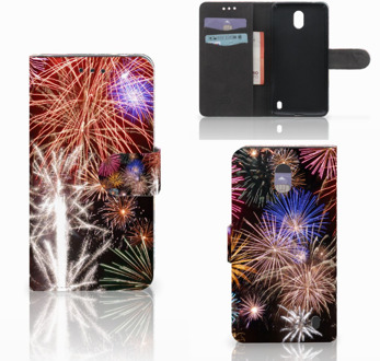 B2Ctelecom Nokia 2 Wallet Book Case Hoesje Design Vuurwerk