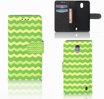 B2Ctelecom Nokia 2 Wallet Book Case Hoesje Design Waves Green