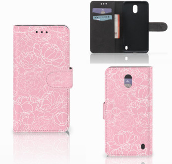 B2Ctelecom Nokia 2 Wallet Book Case Hoesje Design White Flowers