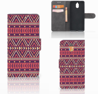 B2Ctelecom Nokia 3.1 (2018) Bookcase Hoesje Aztec Purple