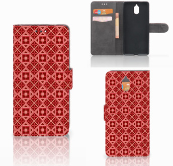 B2Ctelecom Nokia 3.1 (2018) Bookcase Hoesje Batik Red