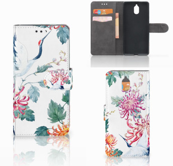 B2Ctelecom Nokia 3.1 (2018) Bookcase Hoesje Bird Flowers