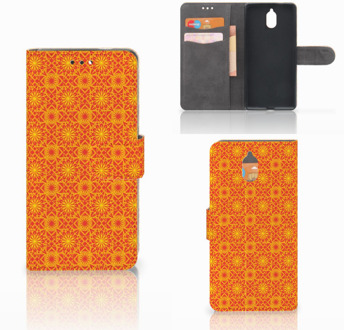 B2Ctelecom Nokia 3.1 (2018) Bookcase Hoesje Design Batik Orange