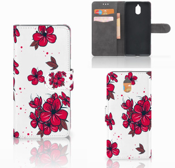 B2Ctelecom Nokia 3.1 (2018) Bookcase Hoesje Design Blossom Red