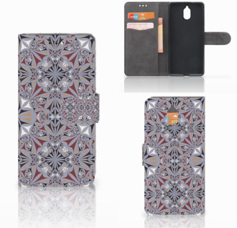 B2Ctelecom Nokia 3.1 (2018) Bookcase Hoesje Design Flower Tiles