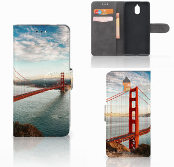 B2Ctelecom Nokia 3.1 (2018) Bookcase Hoesje Design Golden Gate Bridge