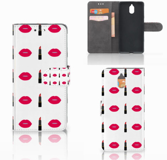 B2Ctelecom Nokia 3.1 (2018) Bookcase Hoesje Design Lipstick Kiss