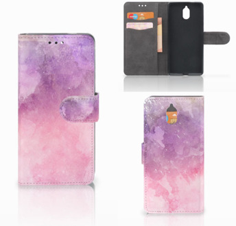 B2Ctelecom Nokia 3.1 (2018) Bookcase Hoesje Design Pink Purple Paint