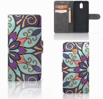 B2Ctelecom Nokia 3.1 (2018) Bookcase Hoesje Design Purple Flower