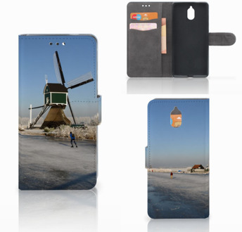 B2Ctelecom Nokia 3.1 (2018) Bookcase Hoesje Design Schaatsers