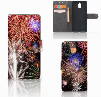 B2Ctelecom Nokia 3.1 (2018) Bookcase Hoesje Design Vuurwerk