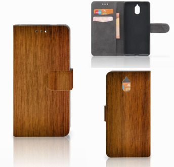 B2Ctelecom Nokia 3.1 (2018) Bookcase Hoesje Donker Hout