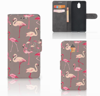 B2Ctelecom Nokia 3.1 (2018) Bookcase Hoesje Flamingo