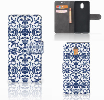 B2Ctelecom Nokia 3.1 (2018) Bookcase Hoesje Flower Blue