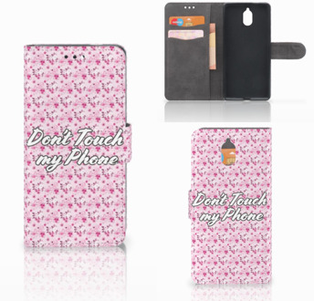 B2Ctelecom Nokia 3.1 (2018) Bookcase Hoesje Flowers Pink DTMP