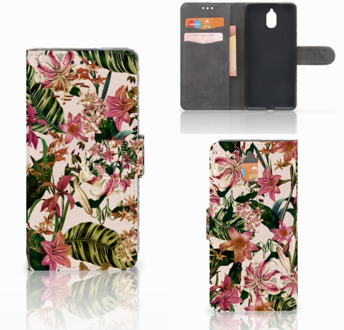 B2Ctelecom Nokia 3.1 (2018) Bookcase Hoesje Flowers